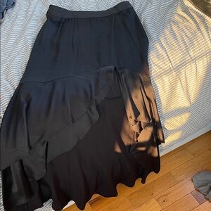 Express Black Layered Maxi Skirt silk type material nwot